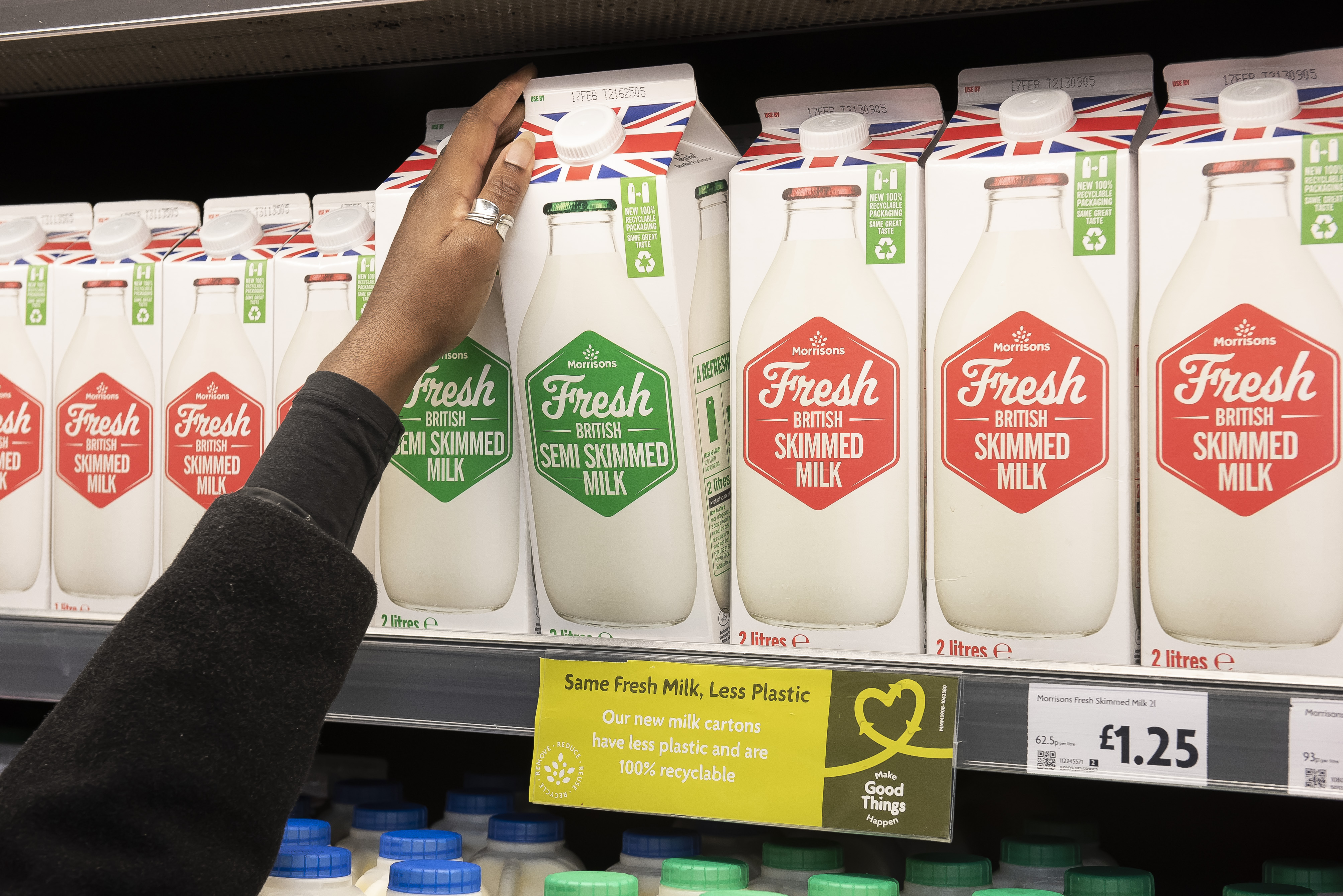 Morrisons is first UK supermarket to switch own brand fresh milk to cartons to reduce plastic and carbon emissions